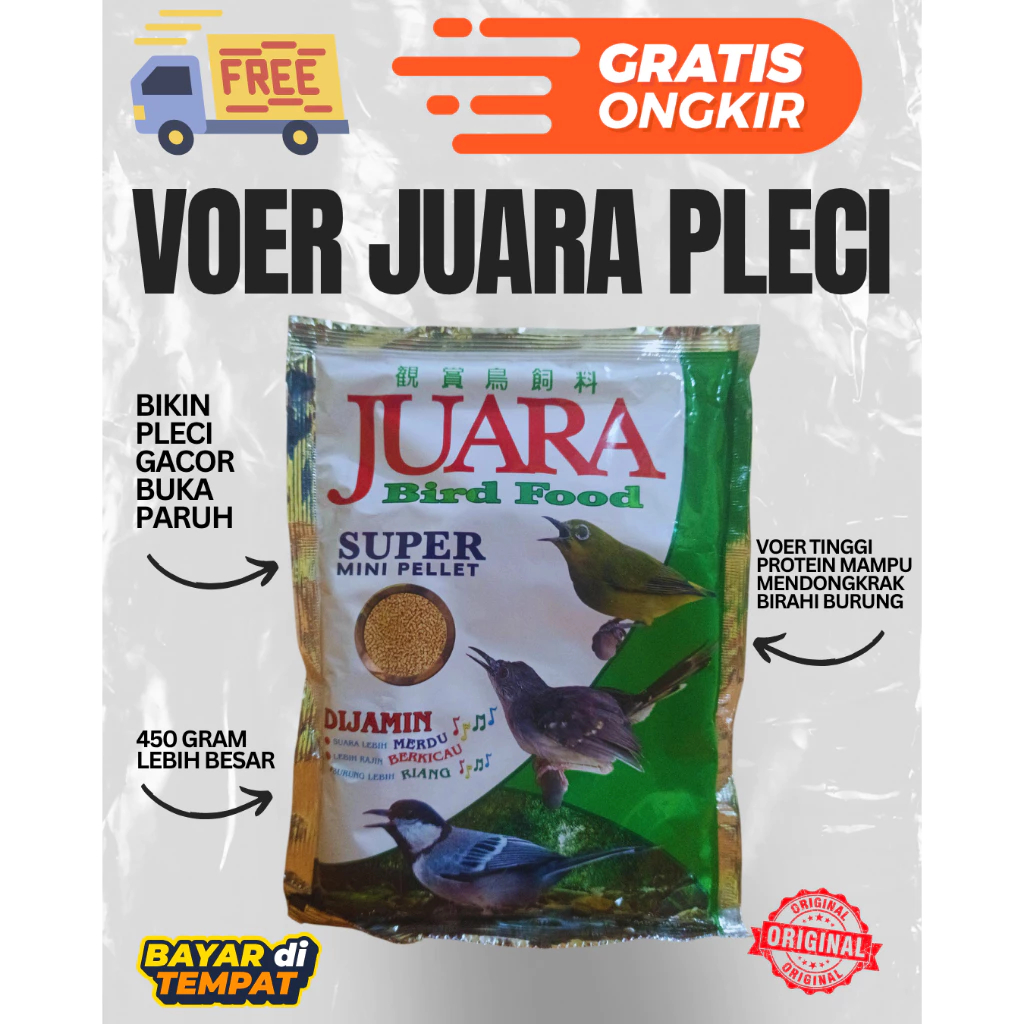PAKAN JUARA BIRD FOOD SUPER MINI 450 GR PELLET WARNA COKLAT MURAH BERKUALITAS BURUNG PLECI PRENJAK T