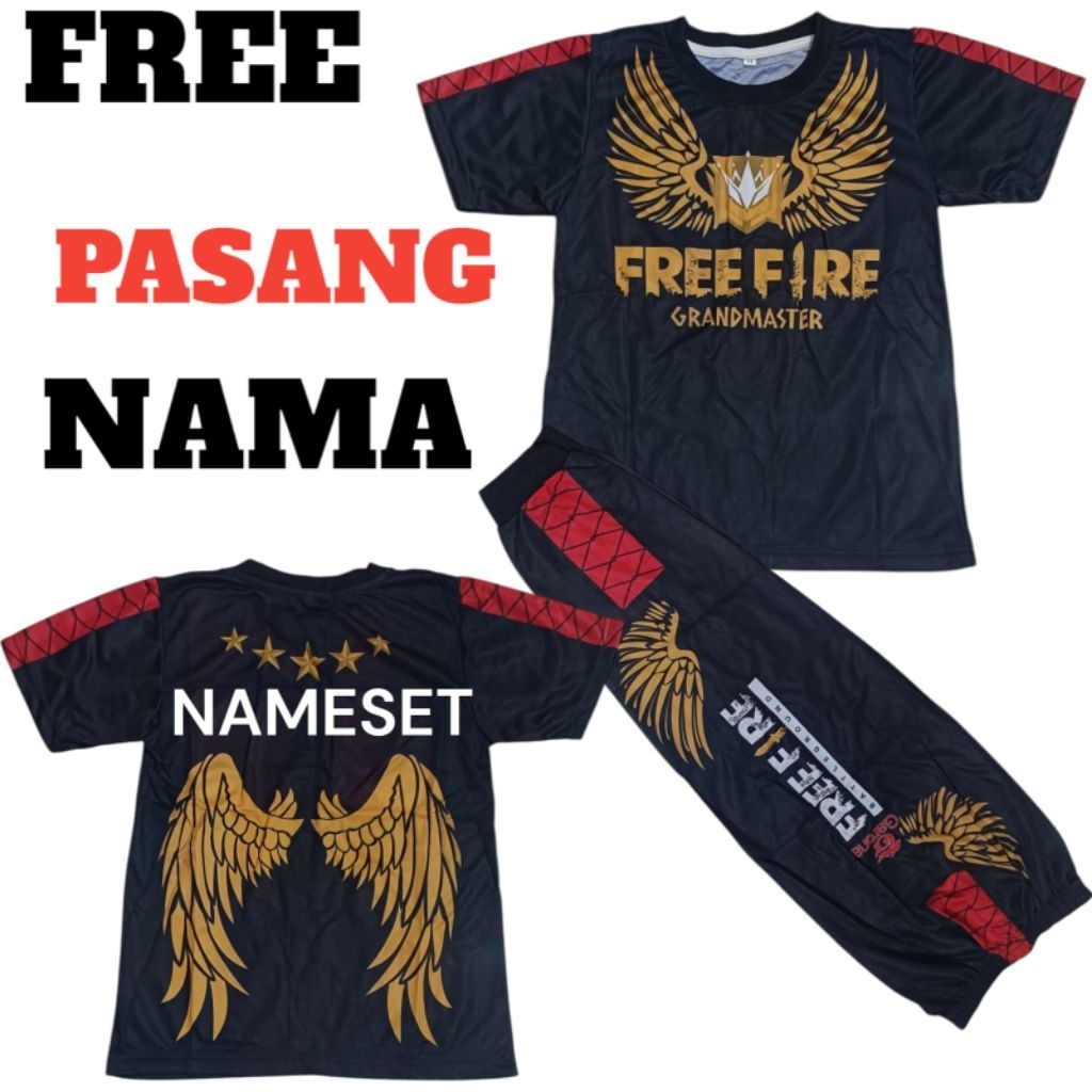 setelan baju gaming ff anak bisa custom nama