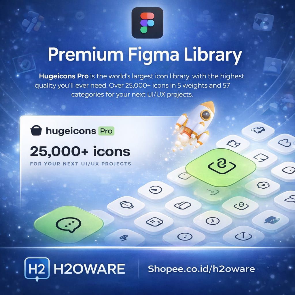 Hugeicons Pro | 25,000+ Ikon Konsisten Untuk Figma