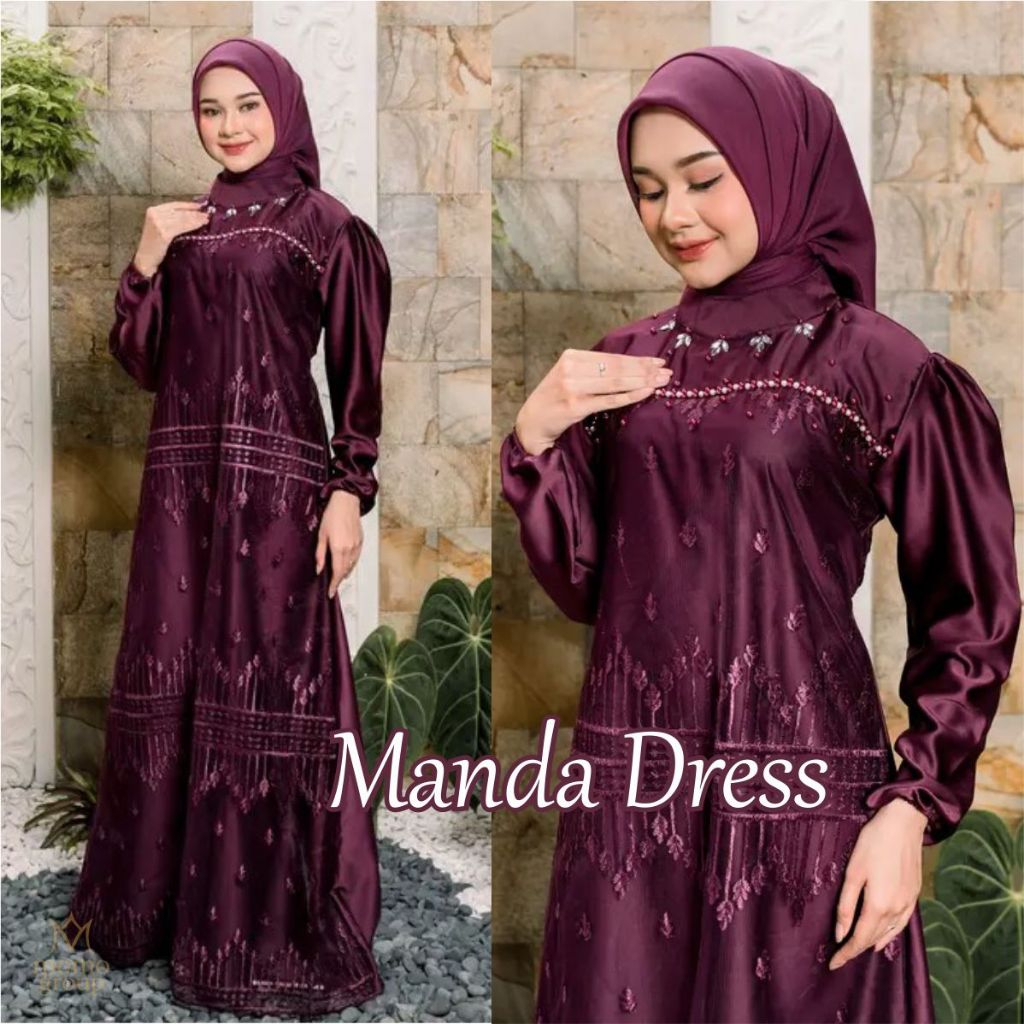 Manda Dress Brukat Premium Gamis Muslimah Mewah