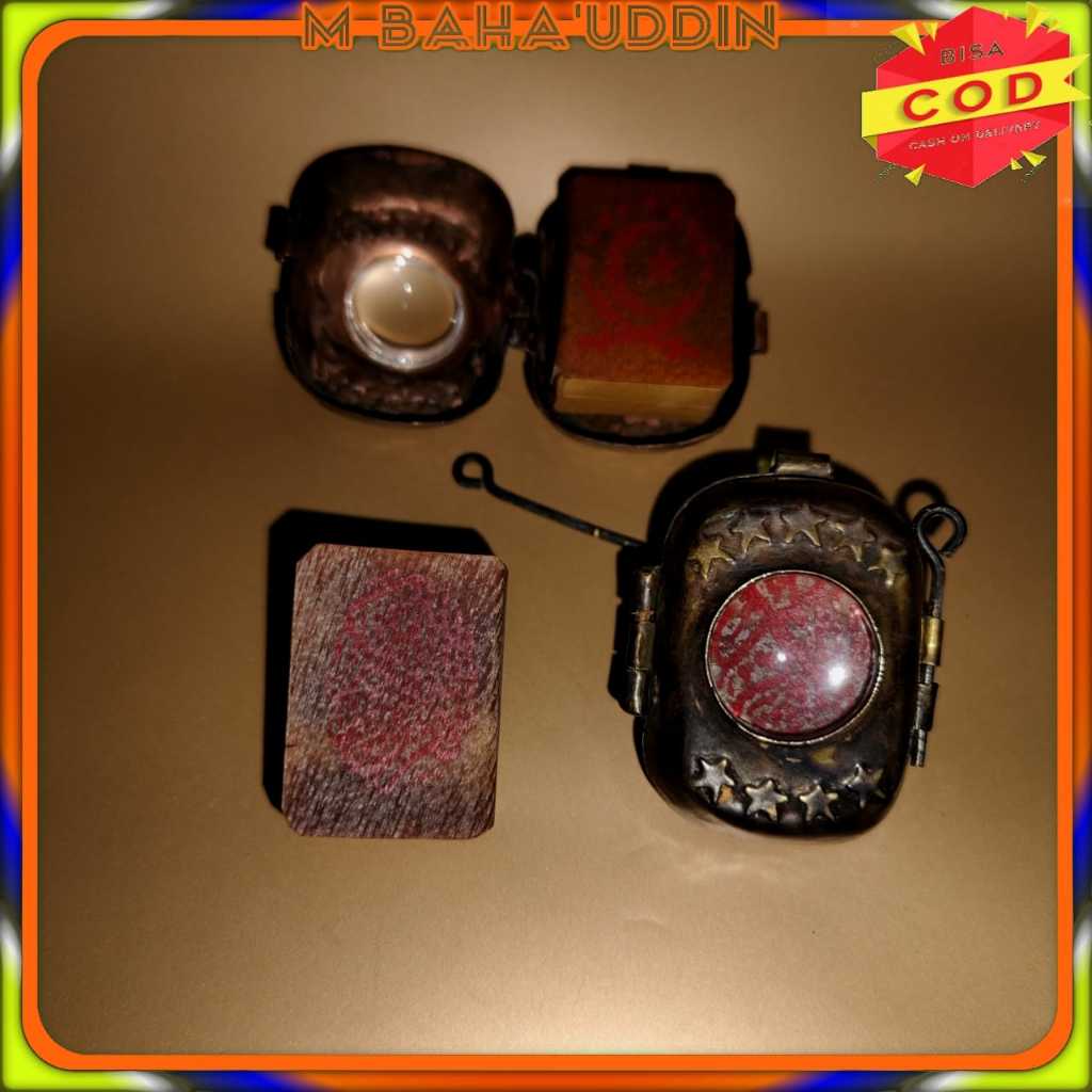 (bisa COD) Stambul pinggulan al Qur'an tinta merah sampul kulit wadah bandul