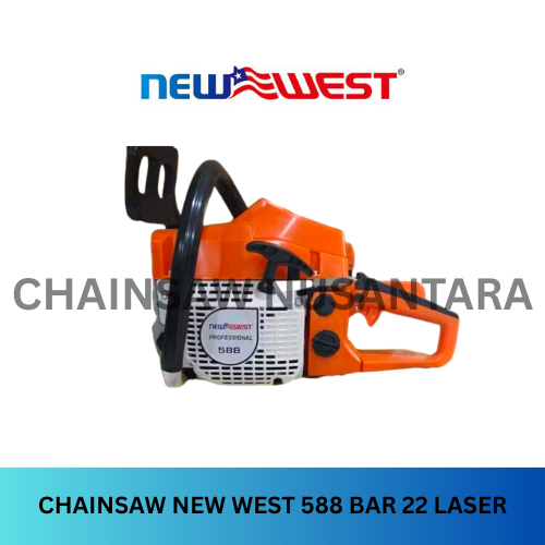 Chainsaw New West 588 Bar 22 Laser Komplit Dengan Rantai , Panjang bar 55Cm - Mesin Gergaji Kayu New