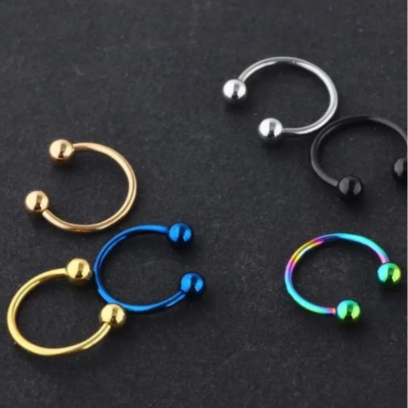 Anting Piercing Barbell Bentuk U untuk Hidung dan Telinga Pria Wanita Hip Hop Korea