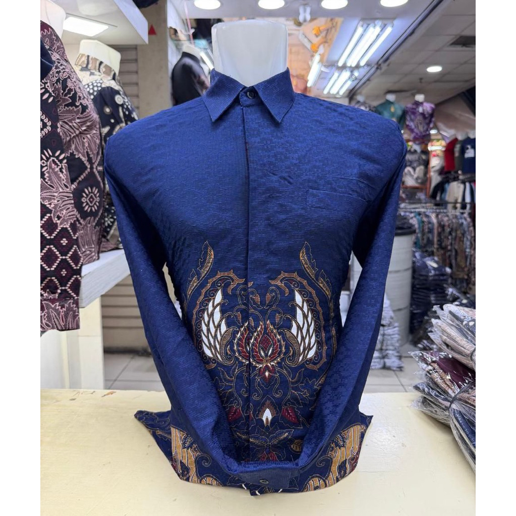 kemeja Batik Pria Lengan Panjang Bahan Doby Premium Motif Terbaru Doby Super
