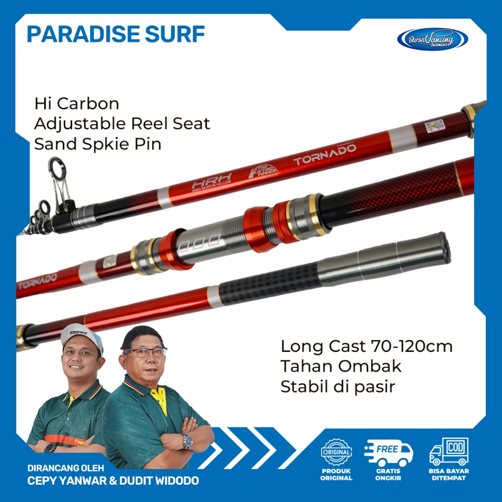 Paradise Surf Long Casting Rod Carbon HRH 360-450cm Joran Pancing Adjustable Reel Seat