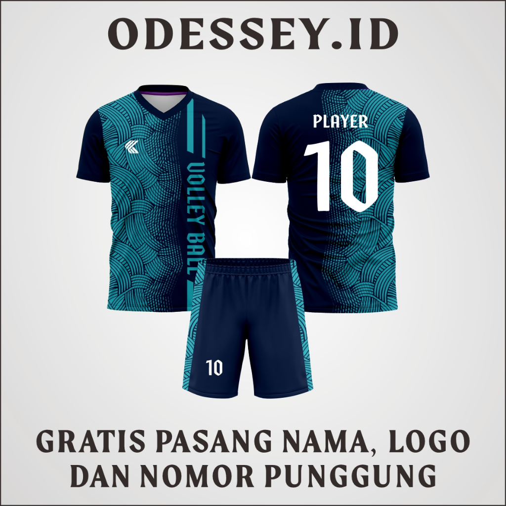 Jersey baju volly gratis sablon nama + nomor dan sponsor jersey pria dan wanita full printing