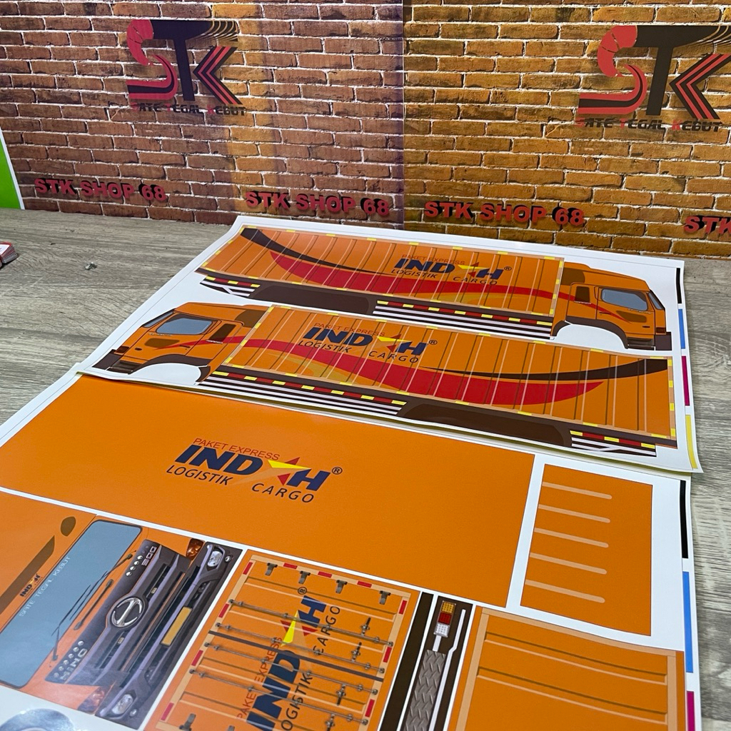 STKSHOP68 Pola Stiker Miniatur TRUK PAKET TRONTON HINO 500 Wingbox Indah Cargo