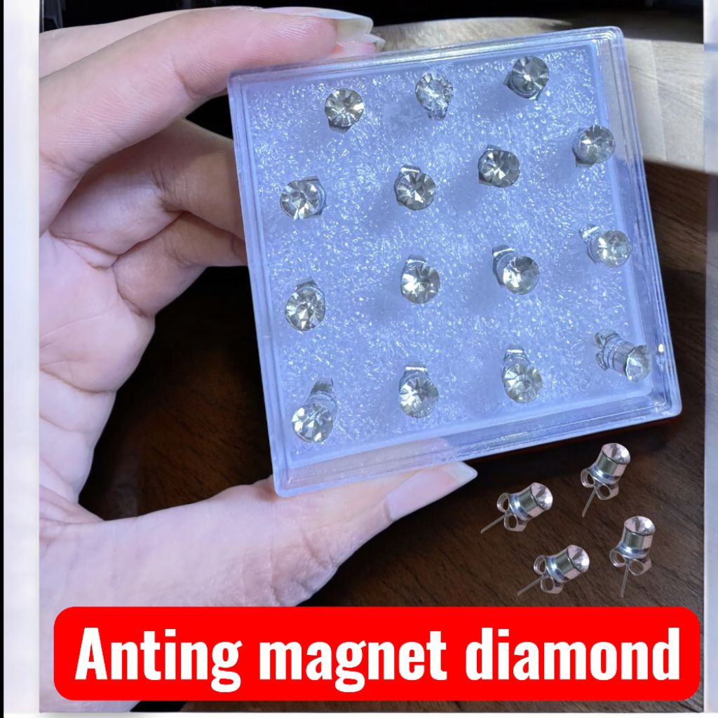 GROSIR LUSIN Anting Magnet Diamond Berlian Seperti Asli Ditindik Pria Wanita