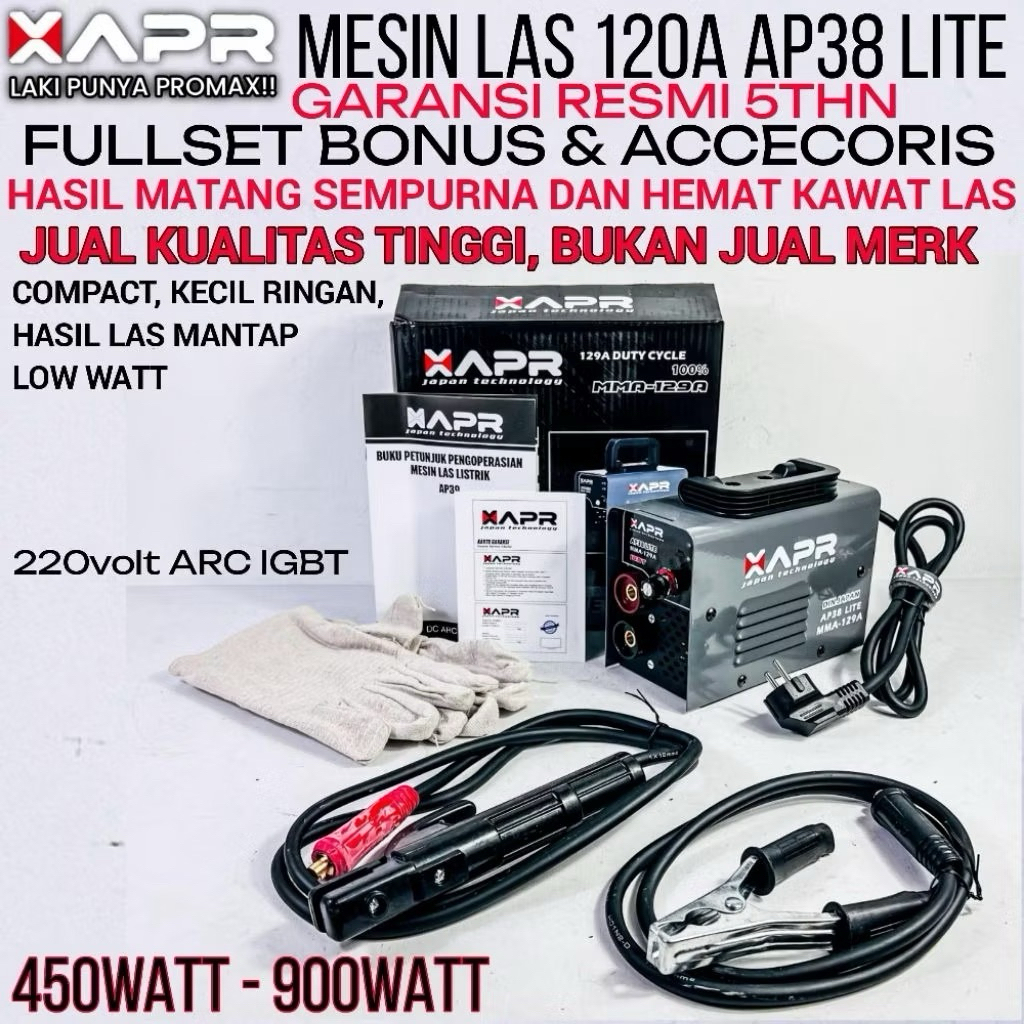 APR AP38 LITE RAJA MESIN LAS 120A MMA TRAVO LAS INVERTER 450watt 900watt