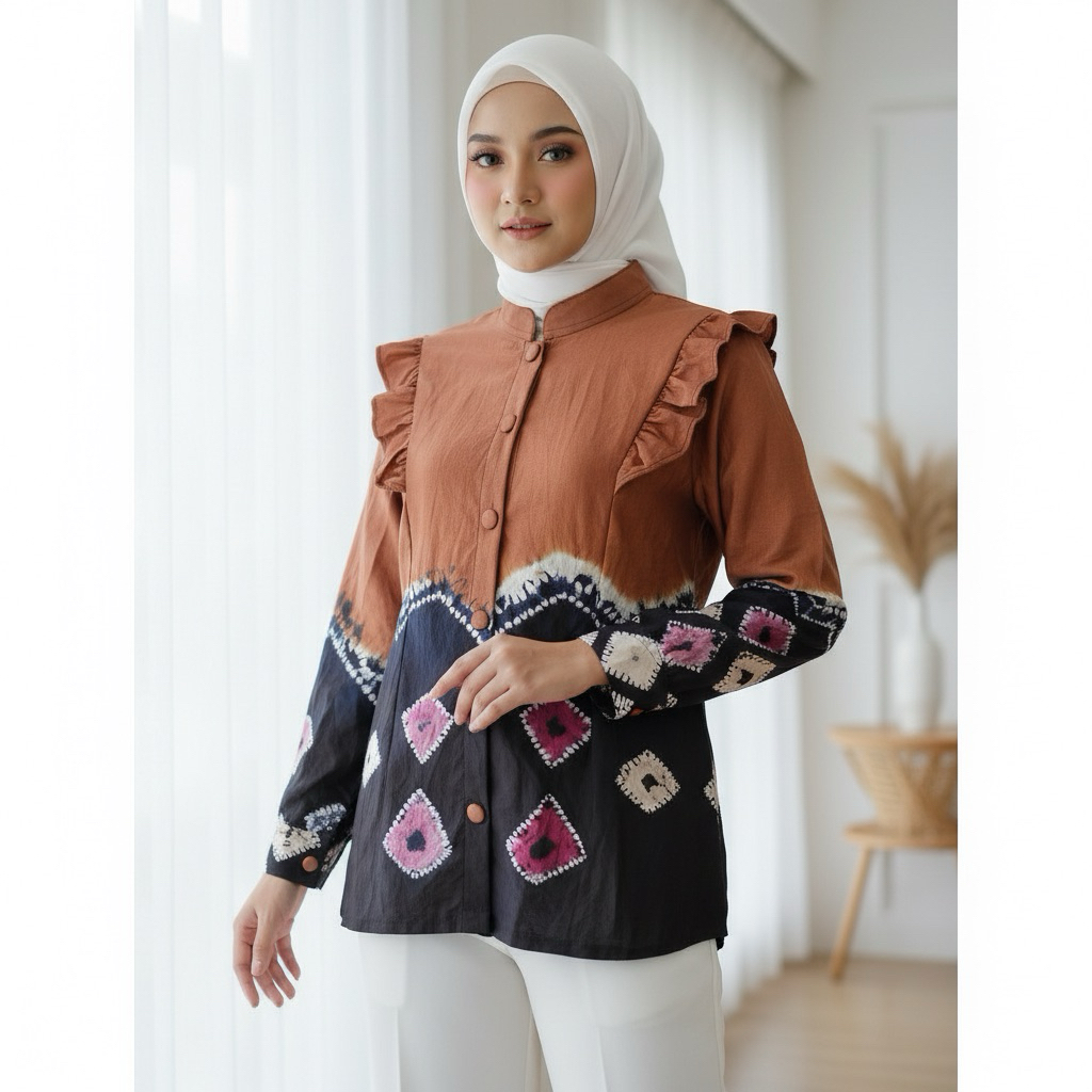 ATASAN BLOUSE KEMEJA WANITA MOTIF SASIRANGAN 0011