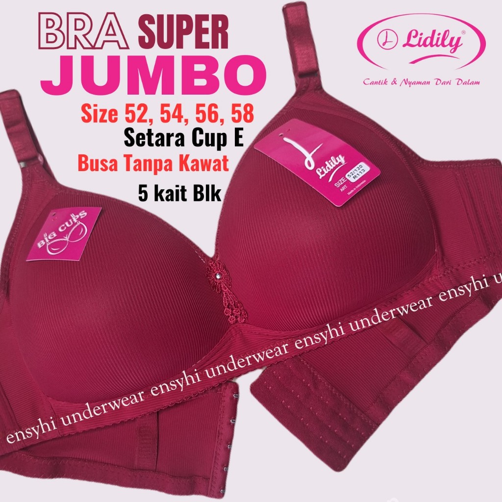 BH CUP E ( Super Jumbo) hak/ Kait 5 R113/ R 112 /484 size 52 - 58 Pakai Spons Tanpa kawat BRA Remaja