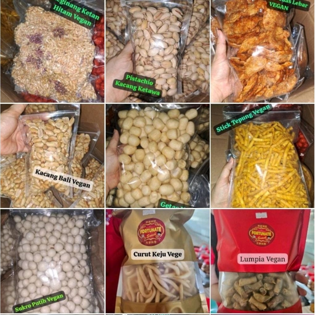 Cemilan Imlek - Xincia 500gr (Vegetarian - Vegan) getas vegan, sukro merah, kue bawang, emping aceh 