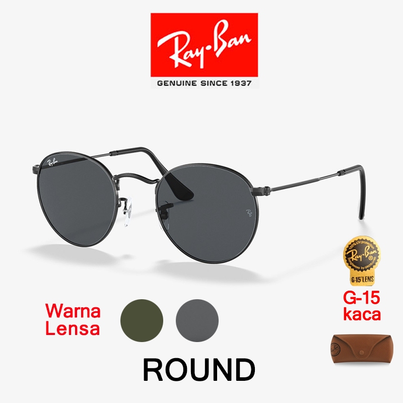 Kacamata Hitam Ray-ban Original Sunglasses Round RB3447 Lensa Kaca Pria/Wanita