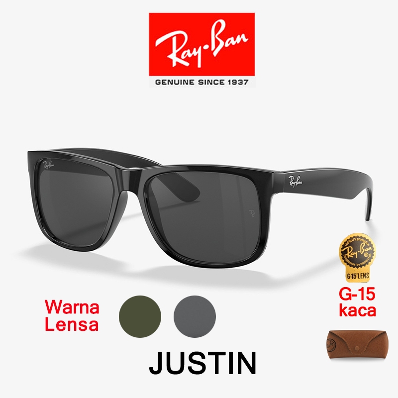 Kacamata Hitam Ray-ban Original Sunglasses Wayfarer Justin RB4165 Lensa Kaca Pria/Wanita