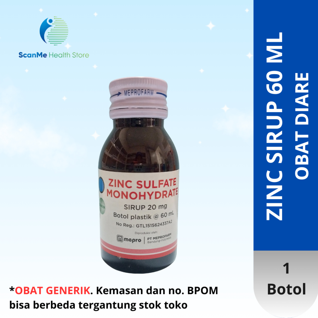 Zinc Sulfate Sirup 60 mL Obat Diare Pengganti Cairan Tubuh Mencegah Dehidrasi Anak