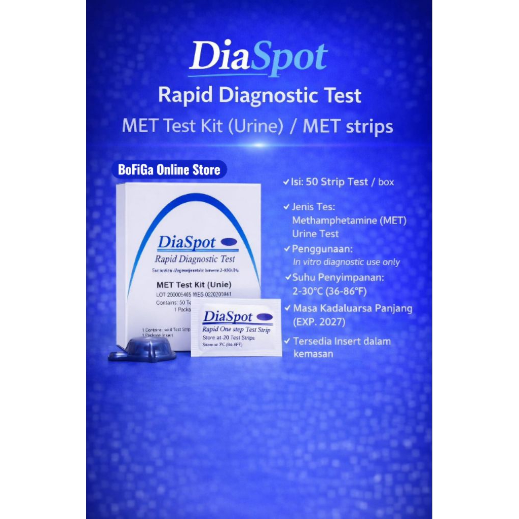 DiaSpot Rapid Diagnostic Test MET Urine | Alat Tes Narkoba MET (50 Strip/Box)