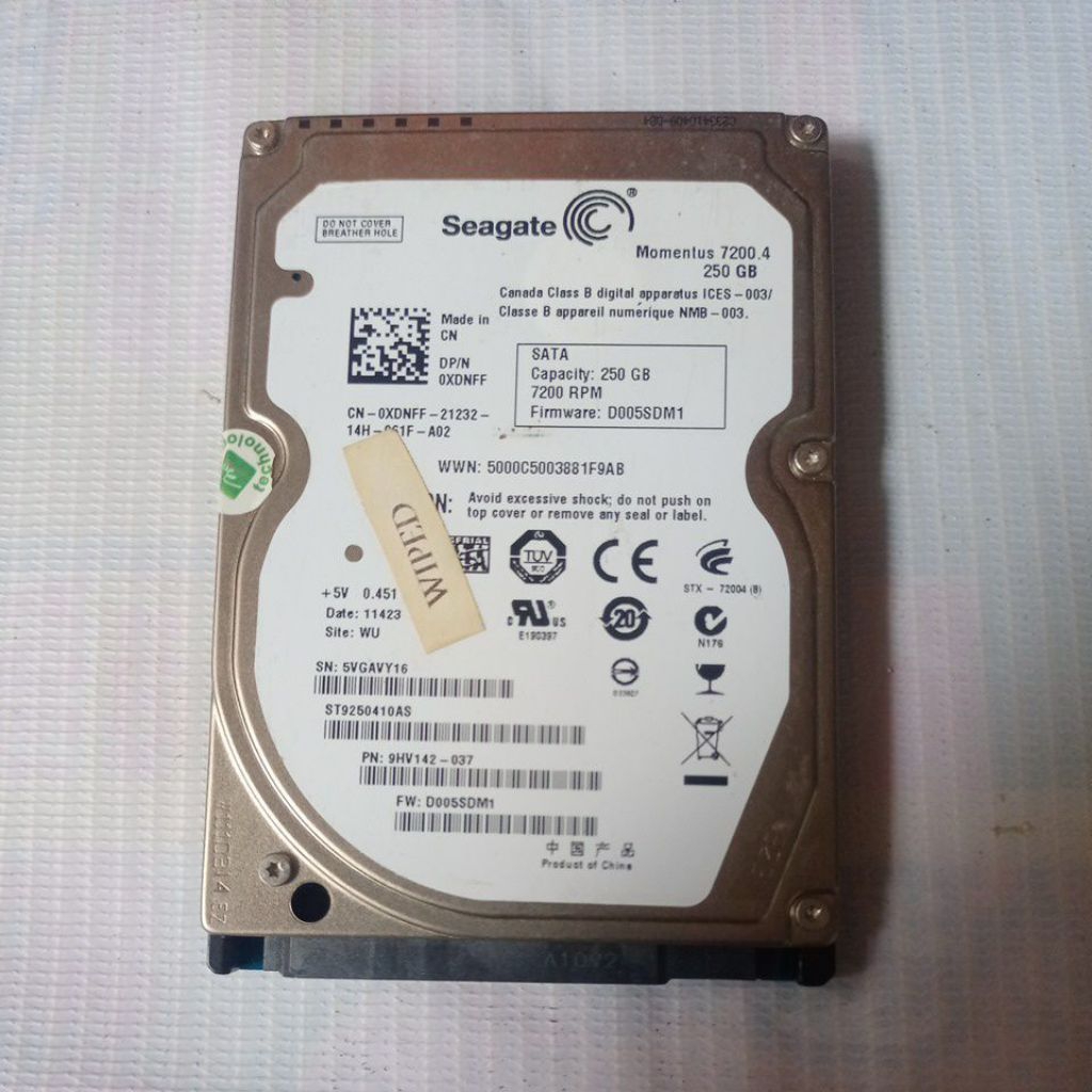 HDD Laptop Seagate 250gb