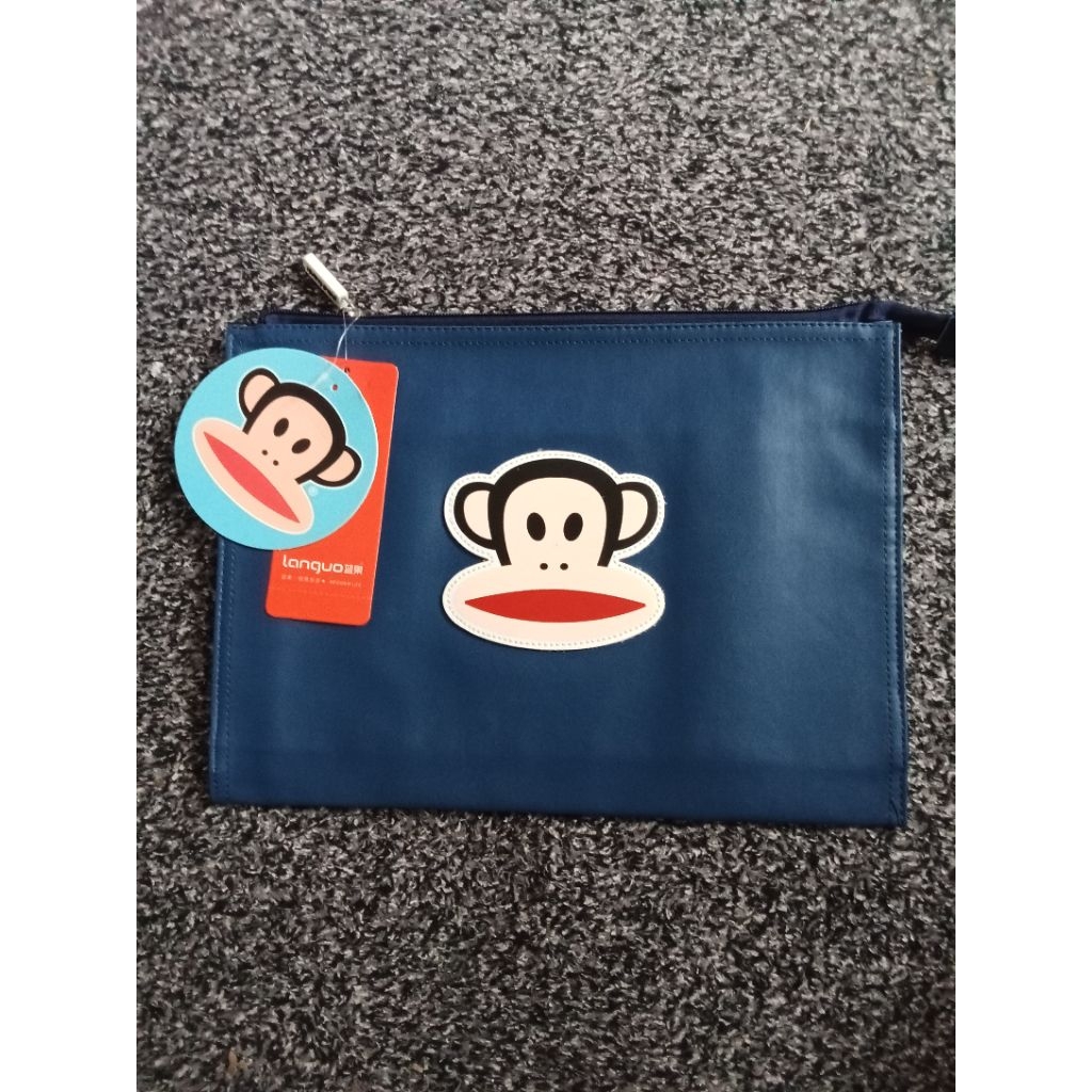 Zipper bag Paul Frank original navy bisa untuk notebook 13inch bahan kulit sintetis