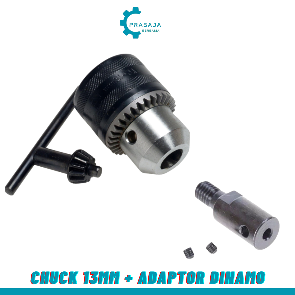 Konektor Sambugan As Dinamo 12MM Ke Kepala Bor 13MM Paket Chuck Kepala Bor 13MM Dan Adaptor Dinamo U
