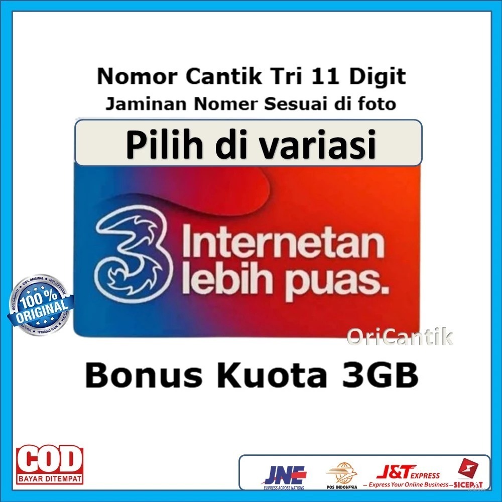 Tri Nomor Cantik 11 Digit 0899 Perdana 3 Nomer Rapi 3GB