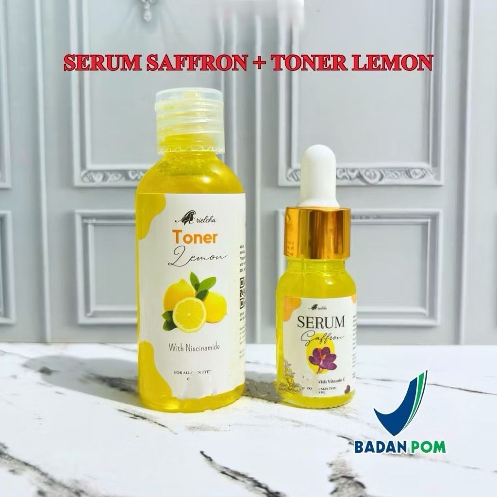 Toner Pelicin Lemon + Serum Glowing Saffron Mencerahkan Wajah