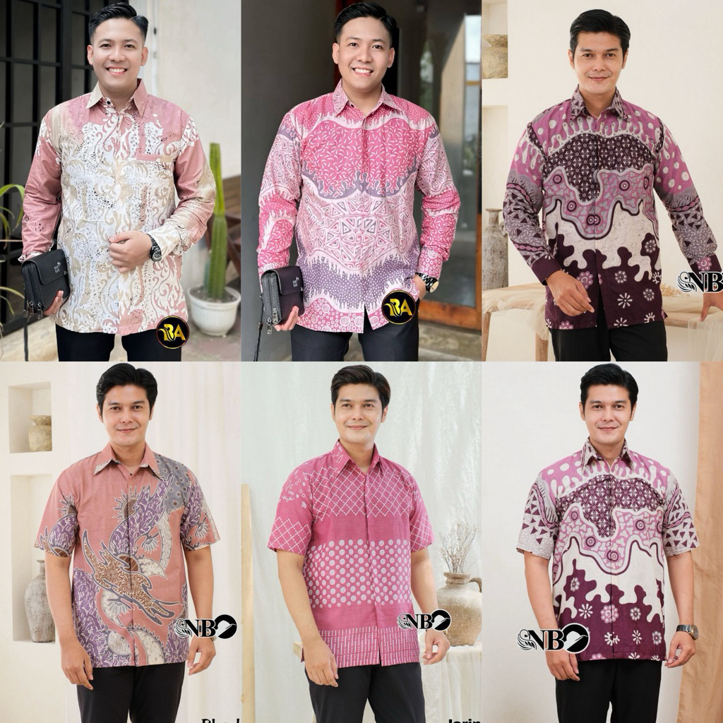 BAJU BATIK PRIA WARNA PINK/ROSEGOLD/DUSTY/MERAH FANTA KEMEJA BATIK MODERN INTERNATIONAL BATIK KERJA 