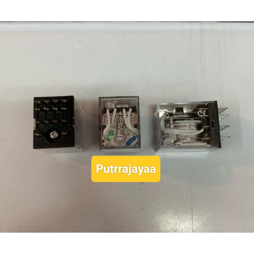 Relay rilay MY4N DC 24 Volt 14 Pin ZN / Relay DC 24V 14 Kaki