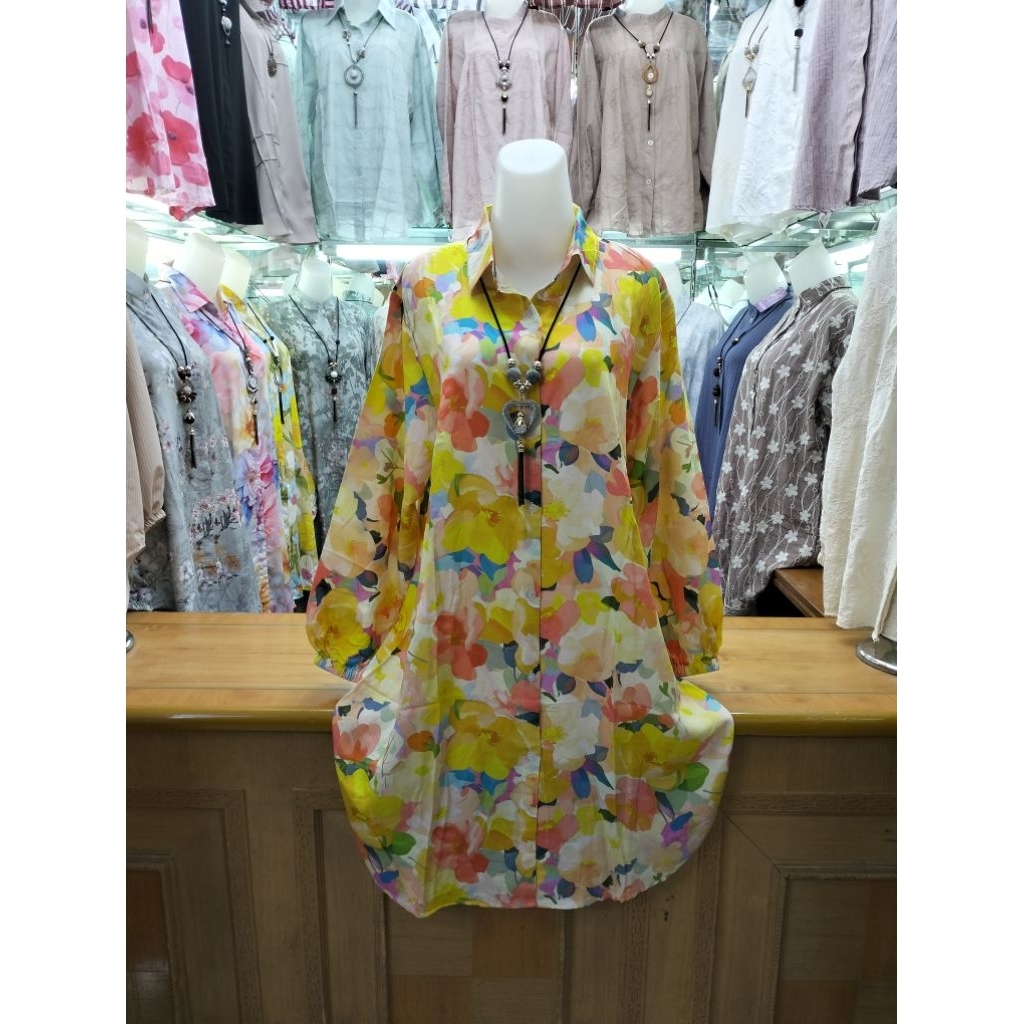 TUNIK KATUN RAYON MOTIF BUNGA BUNGA T 732