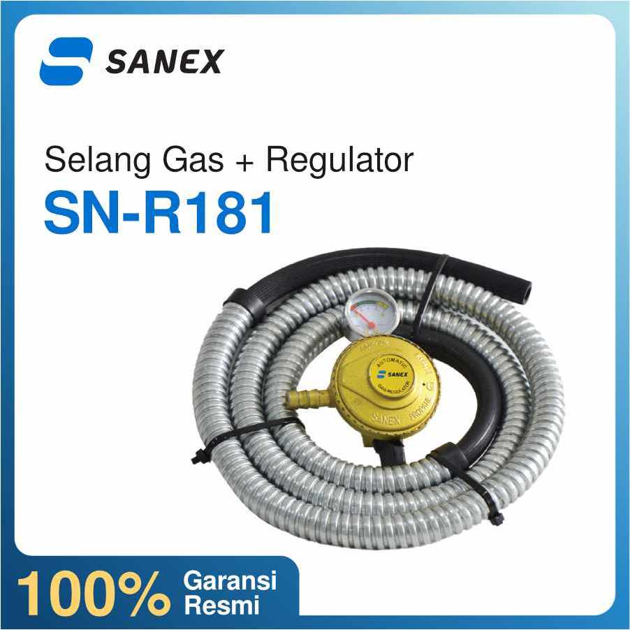 SANEX Regulator Gas SN-R18-1 Selang 1,8 Meter Aman Kuat Anti Tikus LPG 3/12 Kg