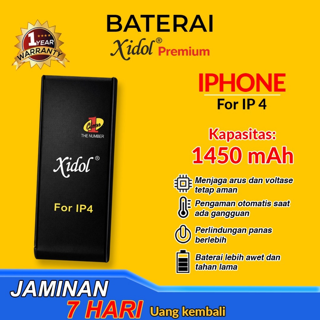 GARANSI BATERAI XIDOL IPHONE 4 IPHONE 4S BATTERY BATRE PREMIUM