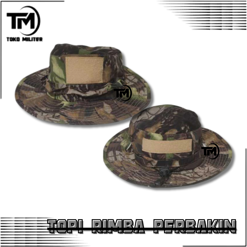 Topi import Topi Rimba Army | Jungle Hat Tactical | Outdoor | Bucket | Adventure Motif Loreng perbak
