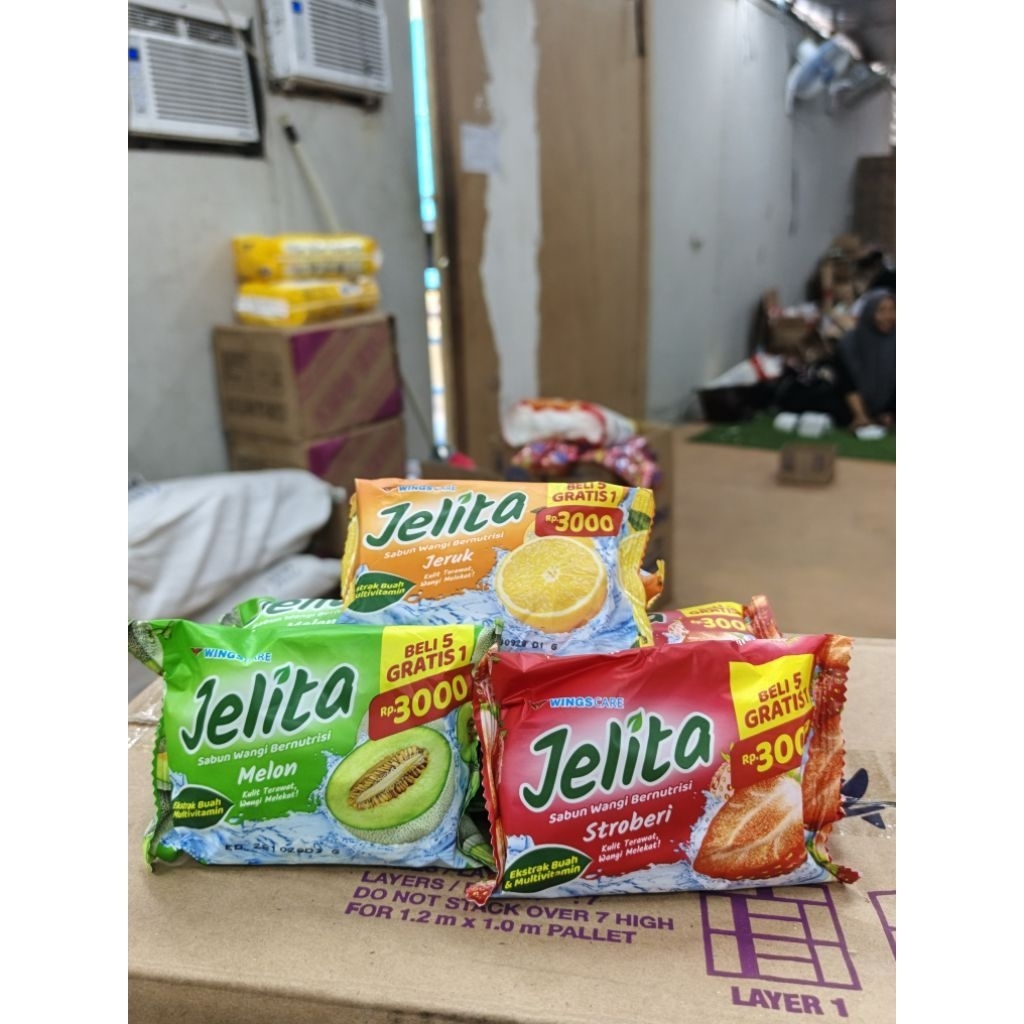 Paket Hemat 6pcs 12pcs Sabun JELITA Wings Care Sabun Mandi Batang Rasa Buah Wangi Segar Cocok untuk 