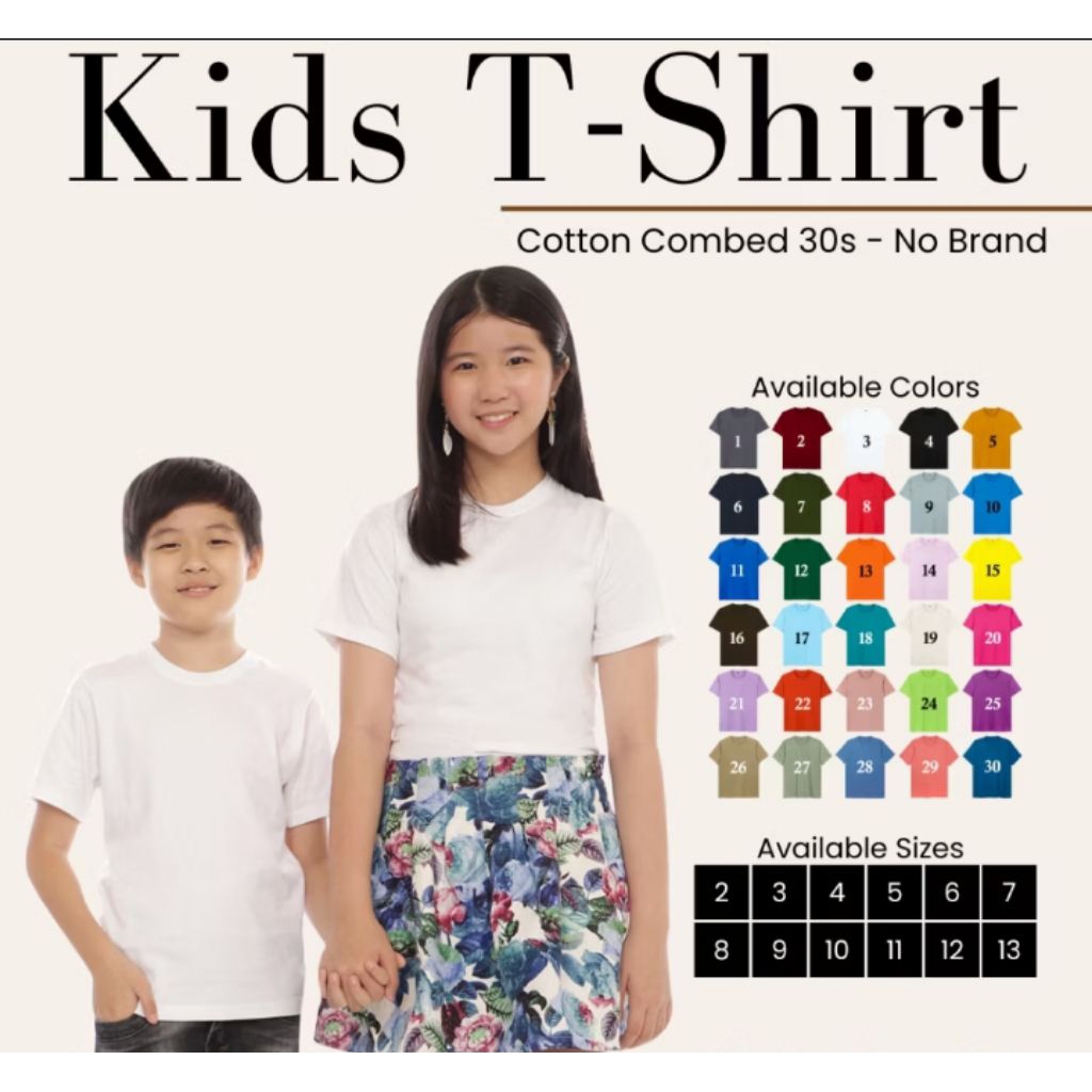 Kaos polos anak putih baju atasan anak polos cewek cowok