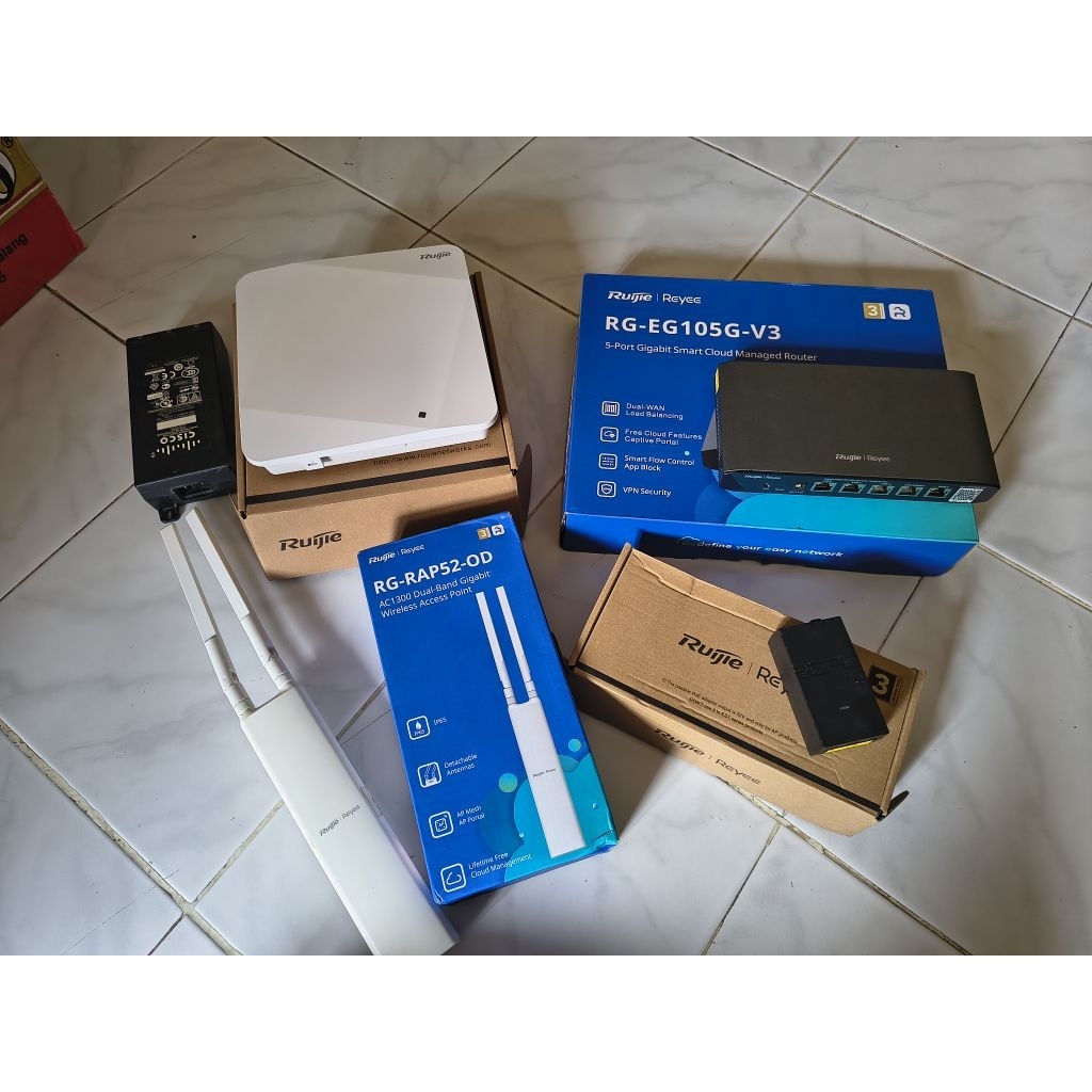 router gateway ruijie eg105g v3, rap 52od, ap720l, poe cisco router outdoor indoor mirip mikrotik bi