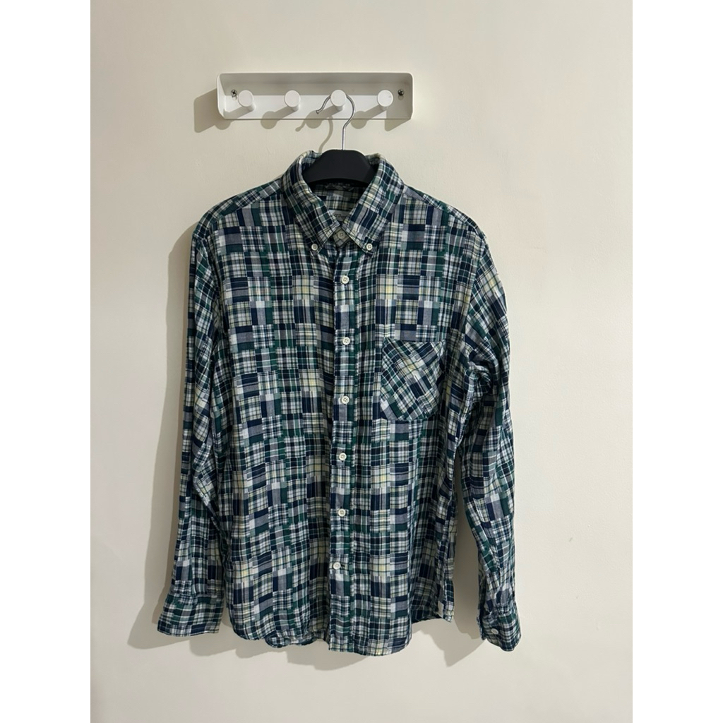 S.T. Dupont Patchwork Plaid Button Down Shirt ST Dupont Checkered Long Sleeve Top Tartan Gingham Kem