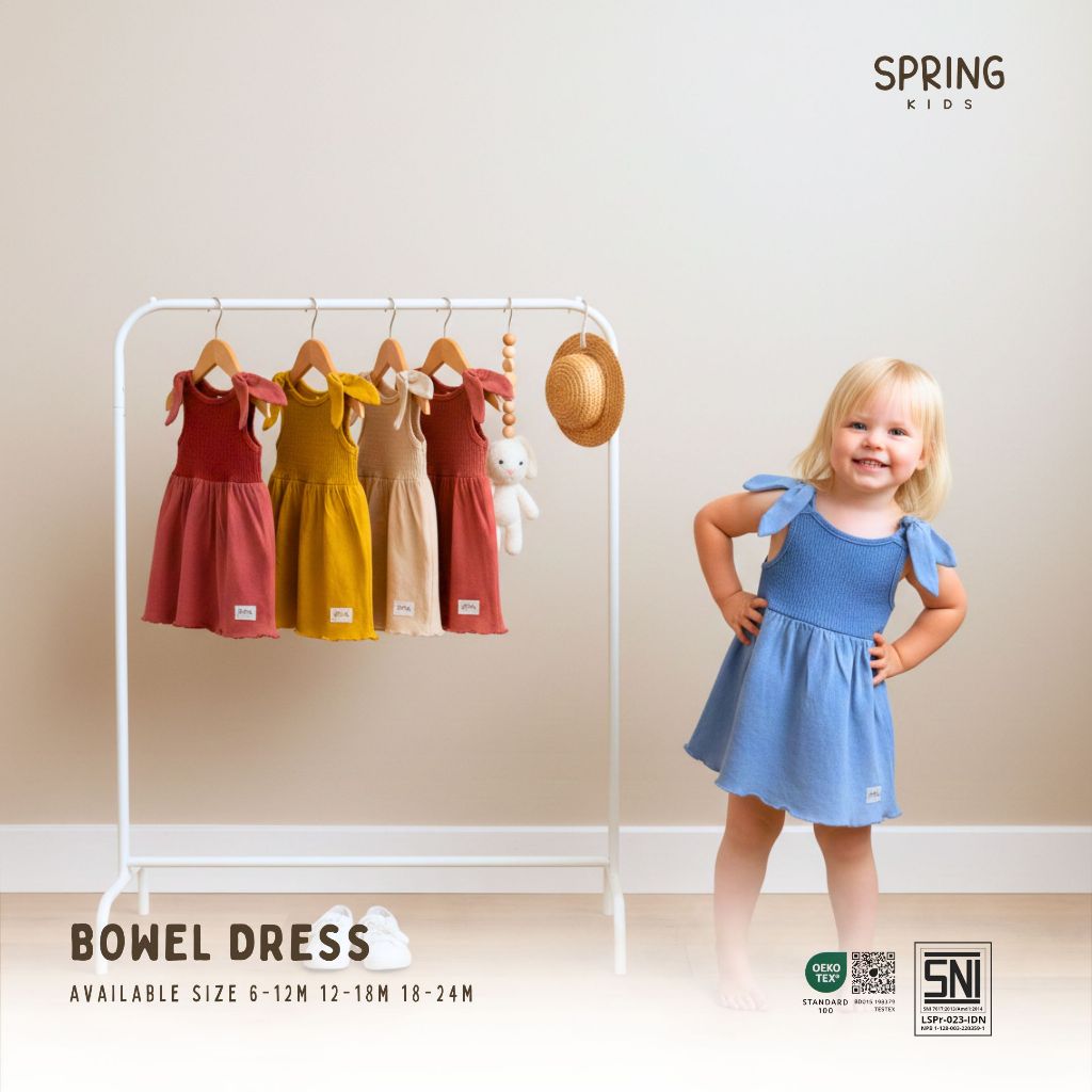 Dress Bayi Katun Combed Lembut & Crinkle/Dress Bowel Bayi 6-24m