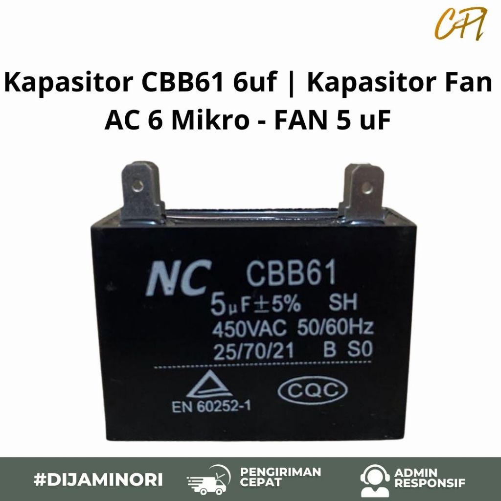 Kapasitor CBB61 6uf | Kapasitor Fan AC 6 Mikro - FAN 5 uF