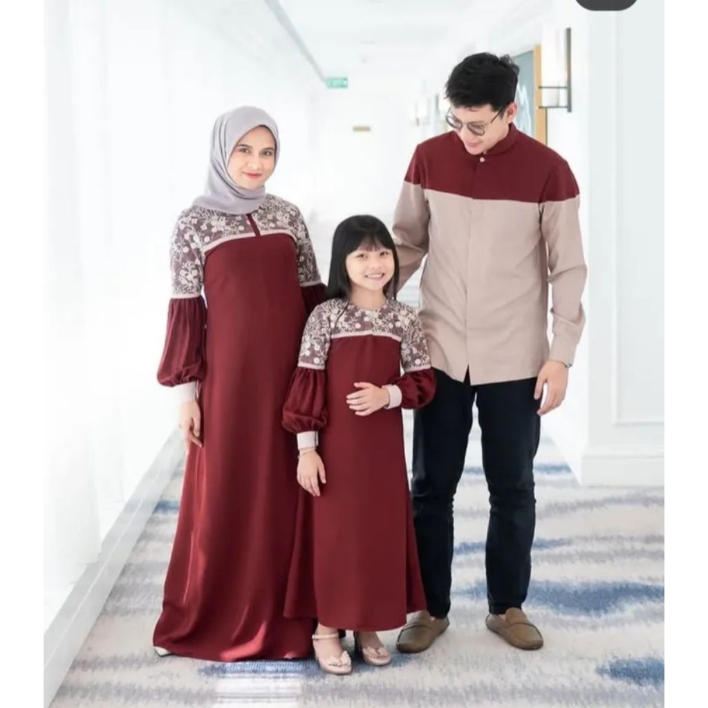 Rania Set Gamis Keluarga | Gamis Couple Keluarga Murah - Busana Muslim Keluarga | Busana Muslim Mura