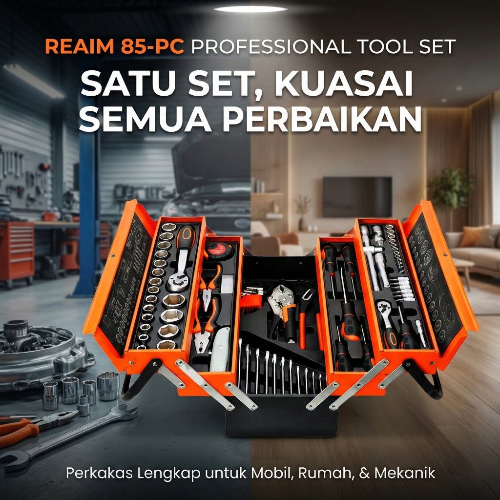 GOJEK Reaim Toolkit set Kunci Set Lengkap 85 Kunci Sok Set Tool Box Kunci L Set Lengkap
