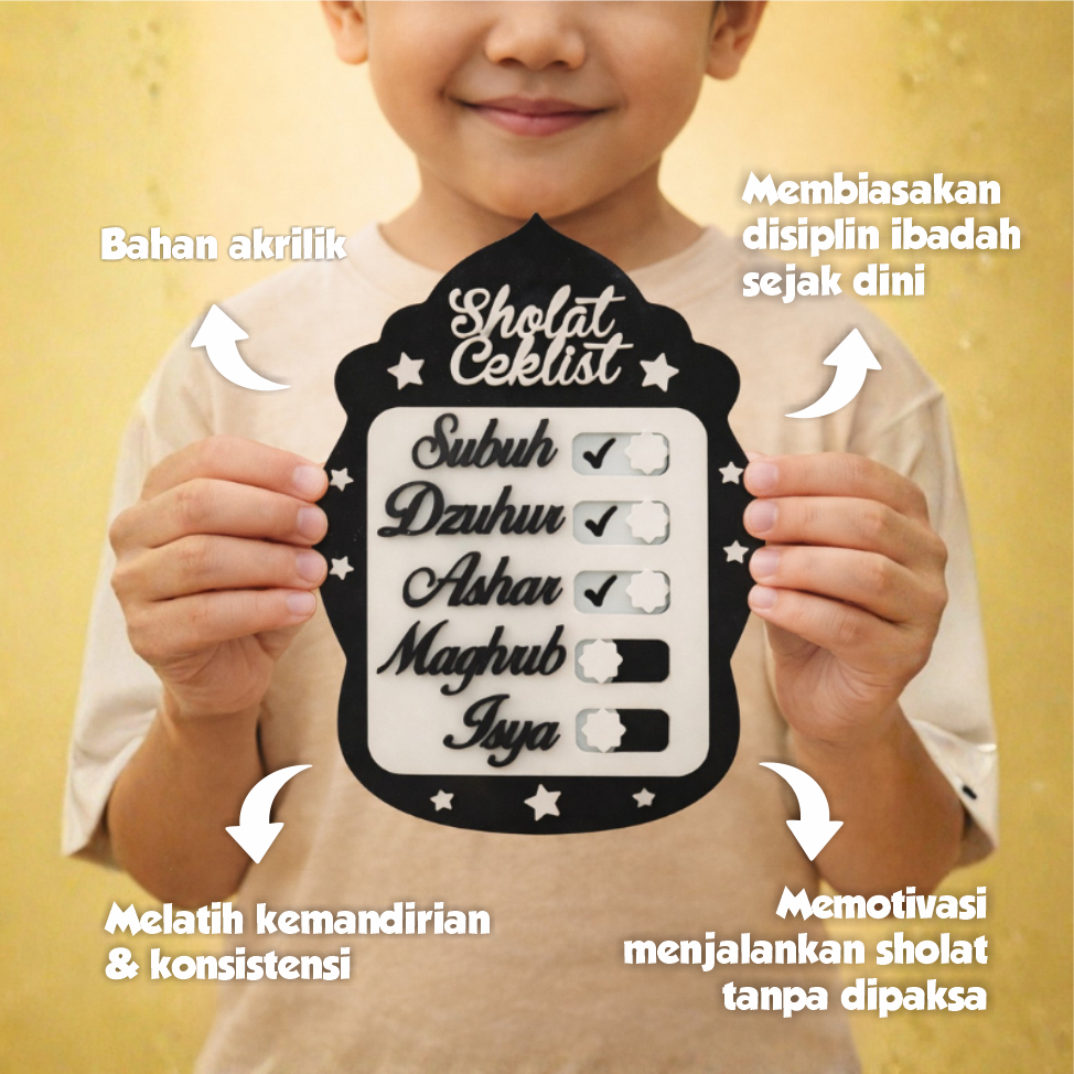 NeenKids Mainan Akrilik Jadwal Sholat Anak Ibadah Tracker Sholat Ceklist