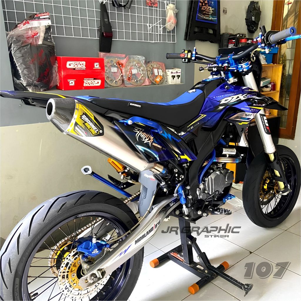 Decal DTracker Biru Hitam FULL CROME New Desain | crf | wr |  klx bf | gordons Kode 107