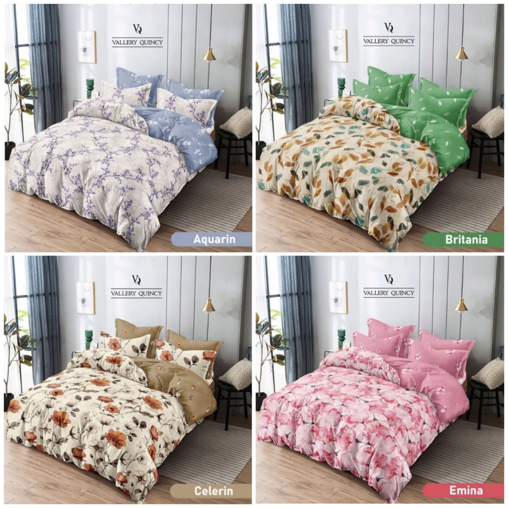 Bedcover Vallery Quincy 180 x 200 ( 6 kaki ) Motif Bunga