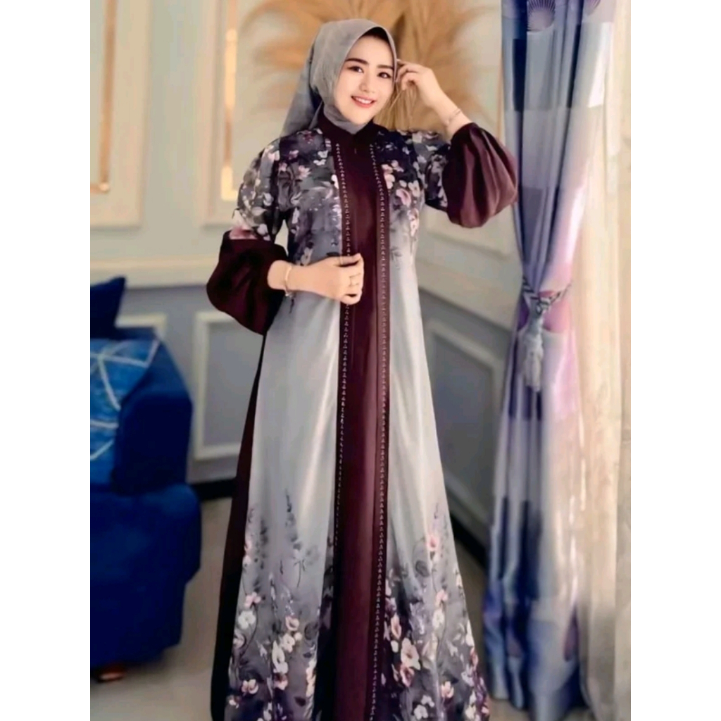 Dinara Mix Ceruti Rompi Nyatu Gamis Panjang