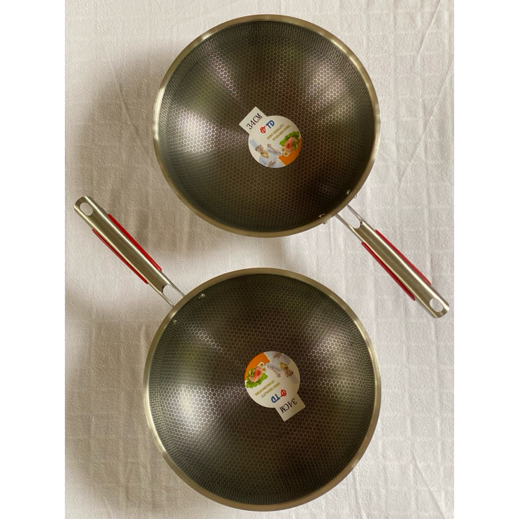 Stainless Steel Honeycomb Wok 34 Cm