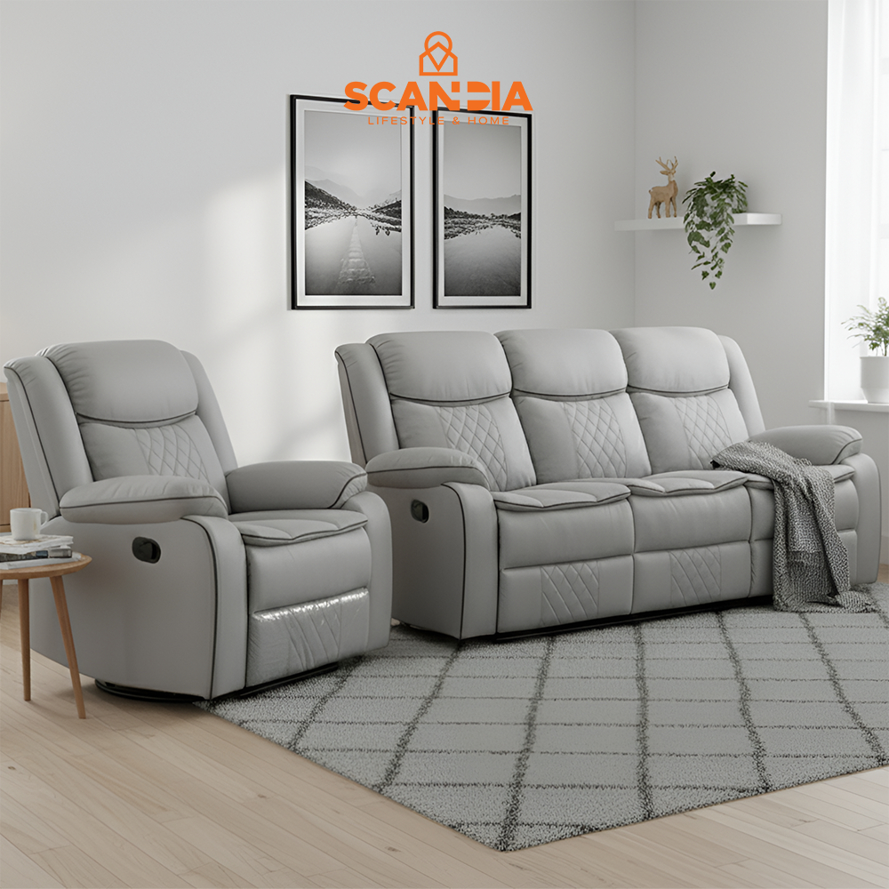 SCANDIA Sofa Recliner 3 + 1 Seater Dahlberg W/ Drop Down Table