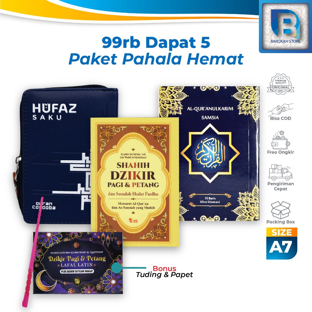 PROMO 99RB Al Quran Al Hufaz A7 Saku Mini 5PCS Resleting Mushaf Utsmani Samsia