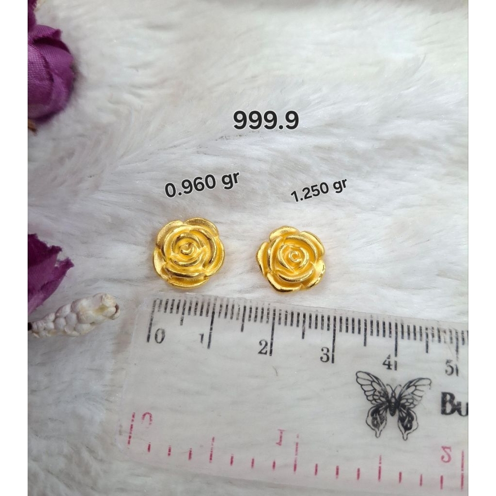 Charm Emas Asli Mawar 24k Hongkong 999.9