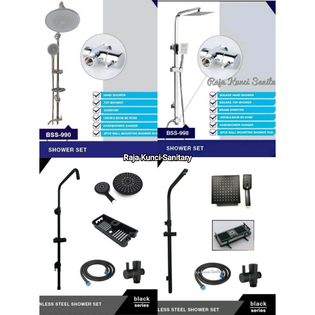 Shower tiang Set Bano Dingin Kotak/Black/Chrome Shower Mandi