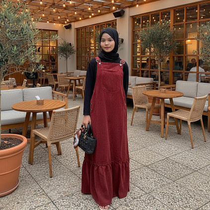 Distro - Inara Overall Dress -  Baju Kodok Wanita Kekinian -Jumpsuit  Korean Style Rempel Bawah