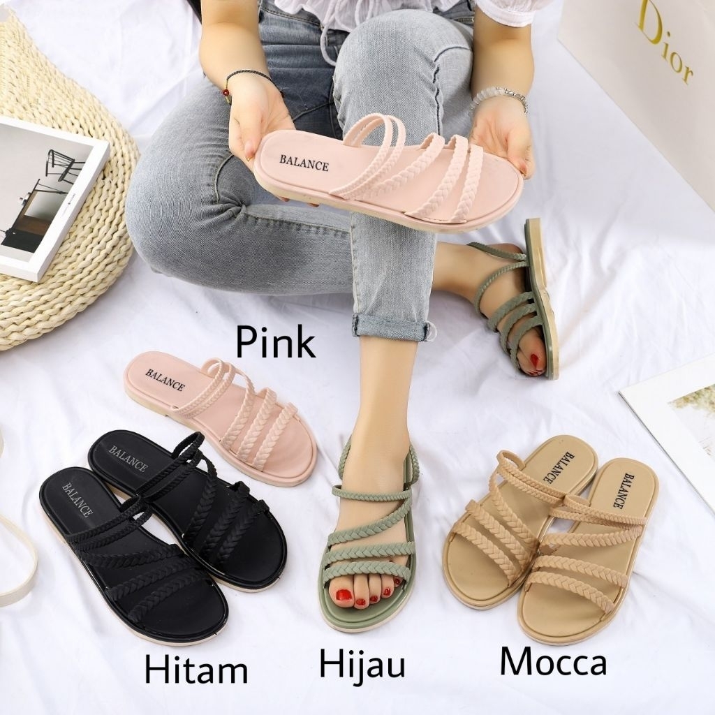 Sandal Jelly Wanita Model Tali Kepang Balance